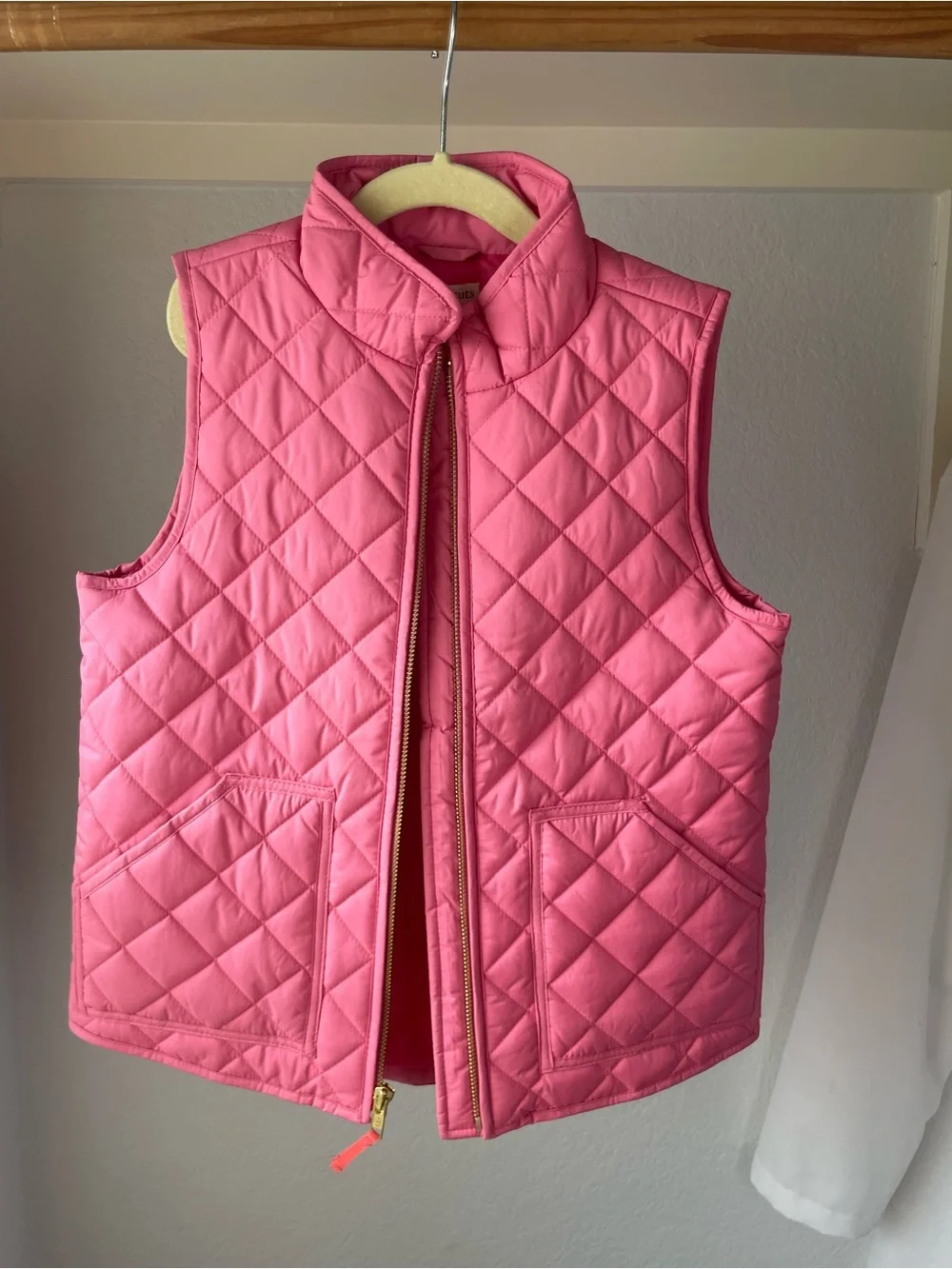 Crewcuts Quilted Pink Puffer Vest with Stand Collar